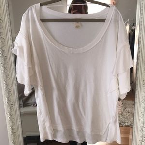 Free people white oversize ruffle top